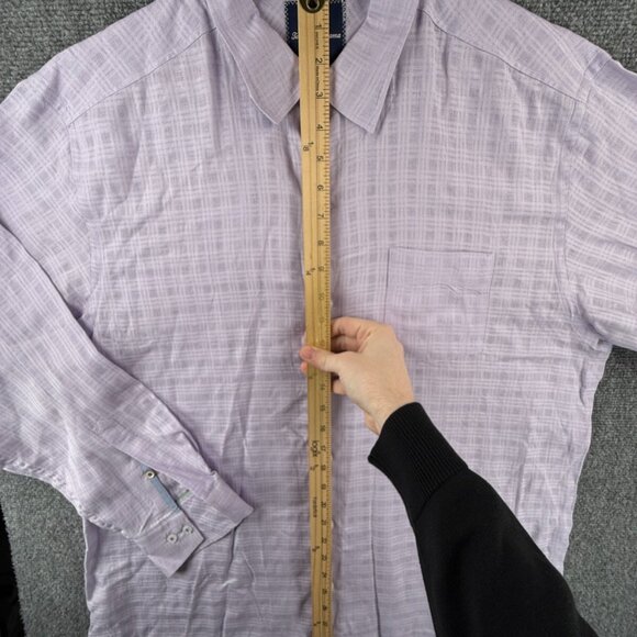Tommy Bahama Linen Blend Purple Button Up Shirt Men Long Sleeve Large Woven - Picture 3 of 13